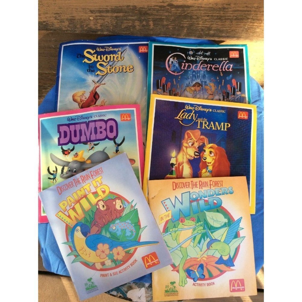 Vintage 1987 McDonalds Happy Meal Lot Disney Discover The Rain Forest Books